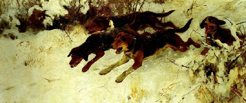 bruno liljefors fyra jagande hundar isho oil painting image